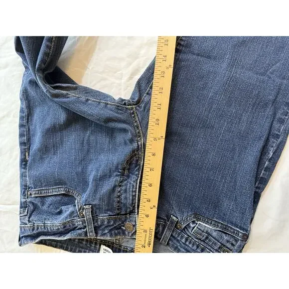 Levi Strauss Signature Mid Rise Straight Jeans Misses 12 Long Dark Wash 0163 - Picture 9 of 12